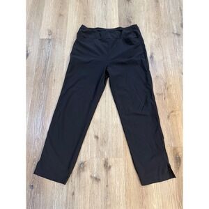 Chico's Weekends Stretch Pull On Straight Leg Pants Womens 1 M Black Side Slit